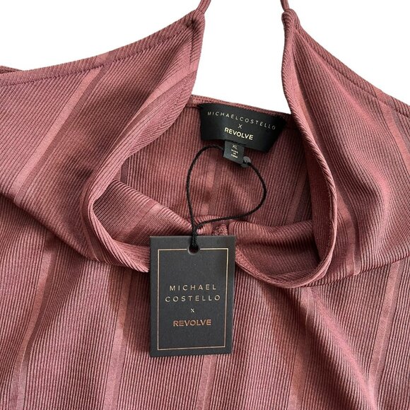 Michael Costello x Revolve Hattie Cold Shoulder Ribbed Bodysuit Mauve XL NWT - Picture 12 of 16